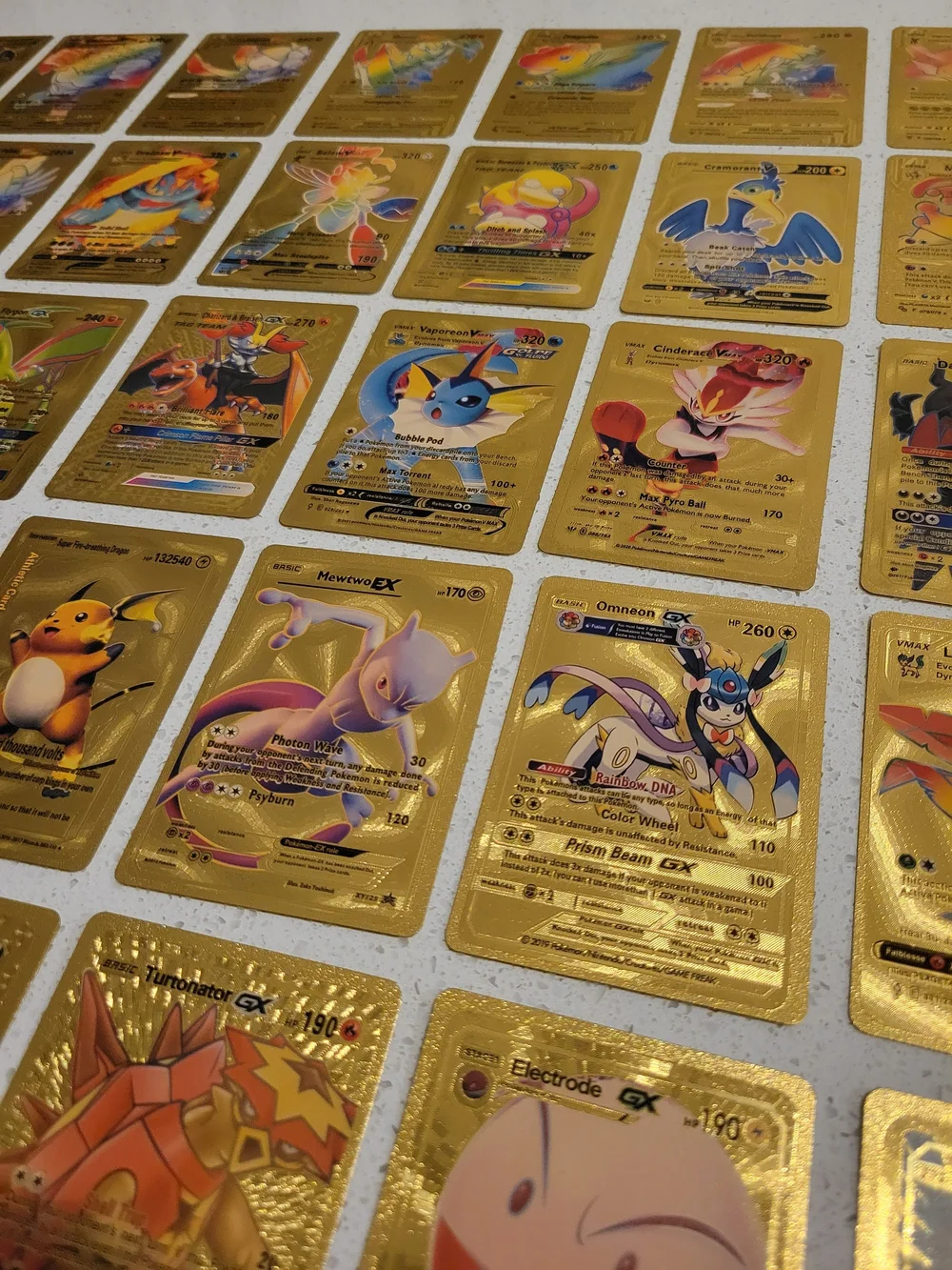 Lot of 50 Gold Foil Pokemon Card Fan Art Cards (All Cards Pictured) Great Cond
